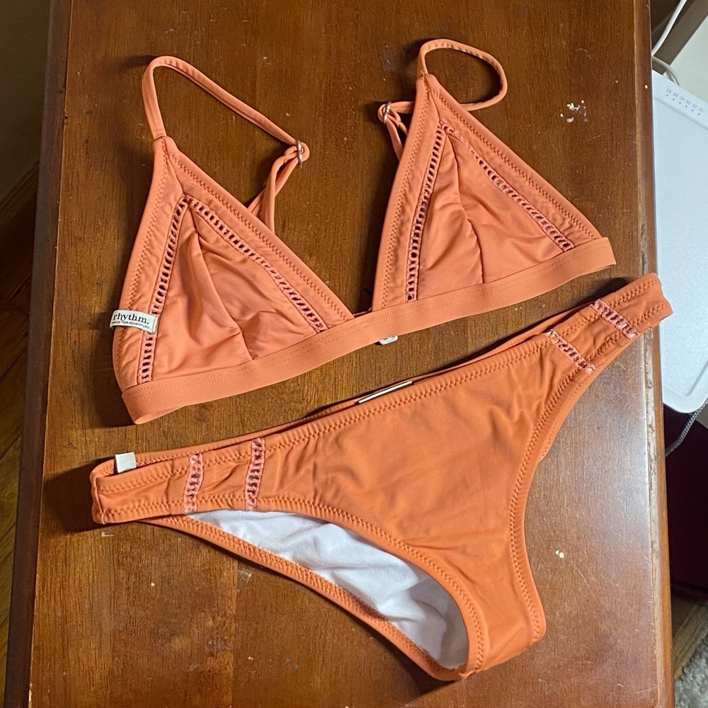 RHYTHM My Bralette Terracotta Bikini Top & Bottom In Orange
